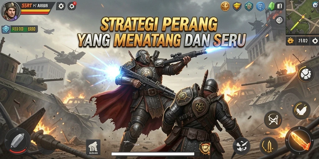 Tampilan gameplay 55RT dengan aksi strategi yang mendebarkan.