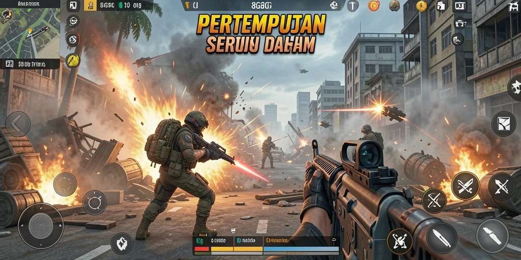 Tangkapan layar gameplay 8G8G dengan aksi pertempuran yang intens.
