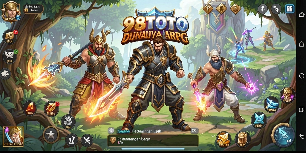 Tampilan mendebarkan dari gameplay ARPG di 98TOTO.