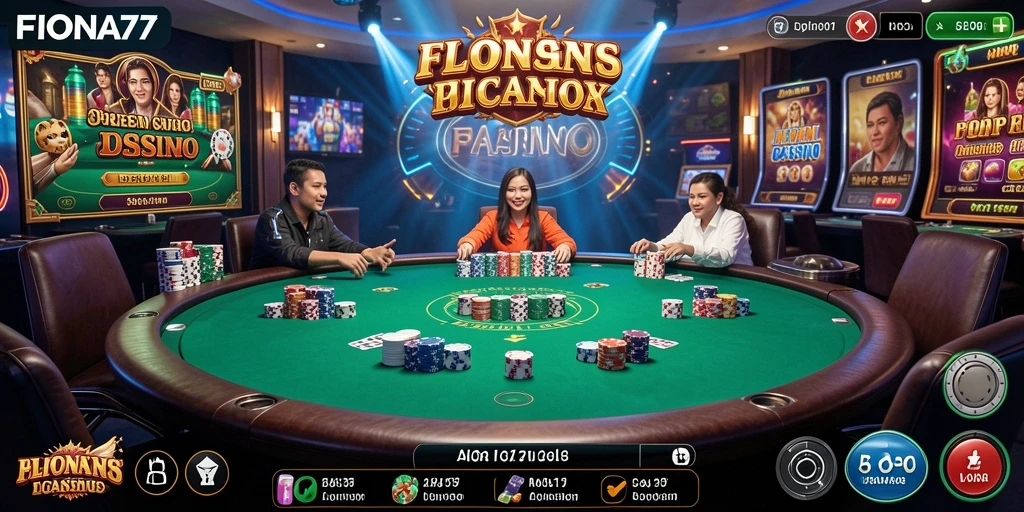Tampilan interaksi dealer langsung dalam permainan Live Casino FIONA77.