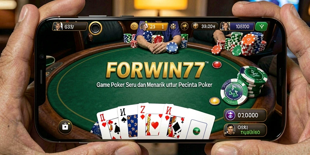 Tangkapan layar dari gameplay FORWIN77 yang penuh aksi poker.