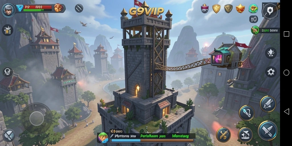 Tampilan gameplay menakjubkan dari G9VIP Tower Defense.