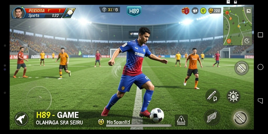 Tampilkan gameplay H89 dengan tim olahraga beraksi di lapangan.