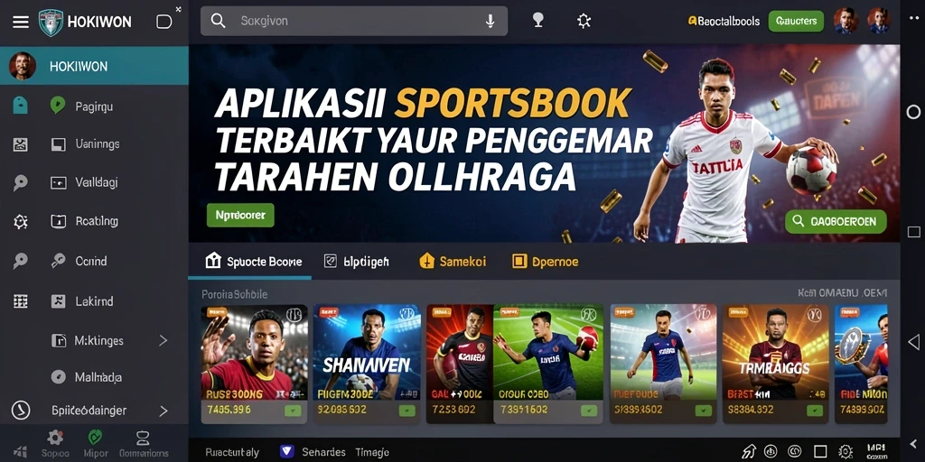 Screenshot HOKIWON menampilkan antarmuka taruhan olahraga yang menarik.