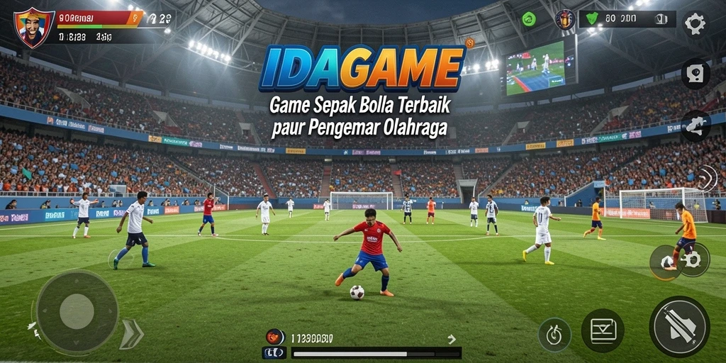 Tampilan gameplay IDAGAME dengan pemain bertanding di lapangan.