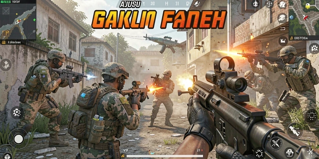 Screenshot gameplay JJ62 yang menunjukkan aksi seru dalam pertempuran FPS.