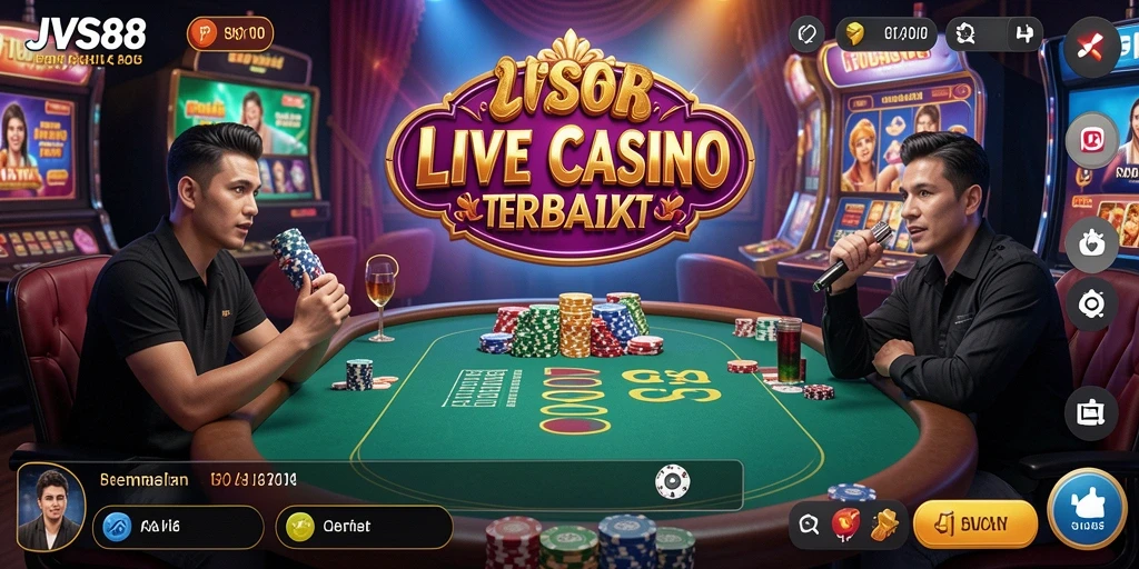 Screenshot gameplay JVS88 menampilkan dealer langsung di meja kasino.