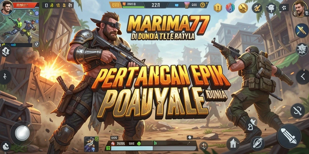 Screenshot permainan MARIMA77 yang menunjukkan aksi Battle Royale yang intens.