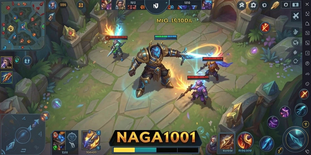 Tangkapan layar gameplay seru NAGA1001 dengan pertempuran tim yang intens.