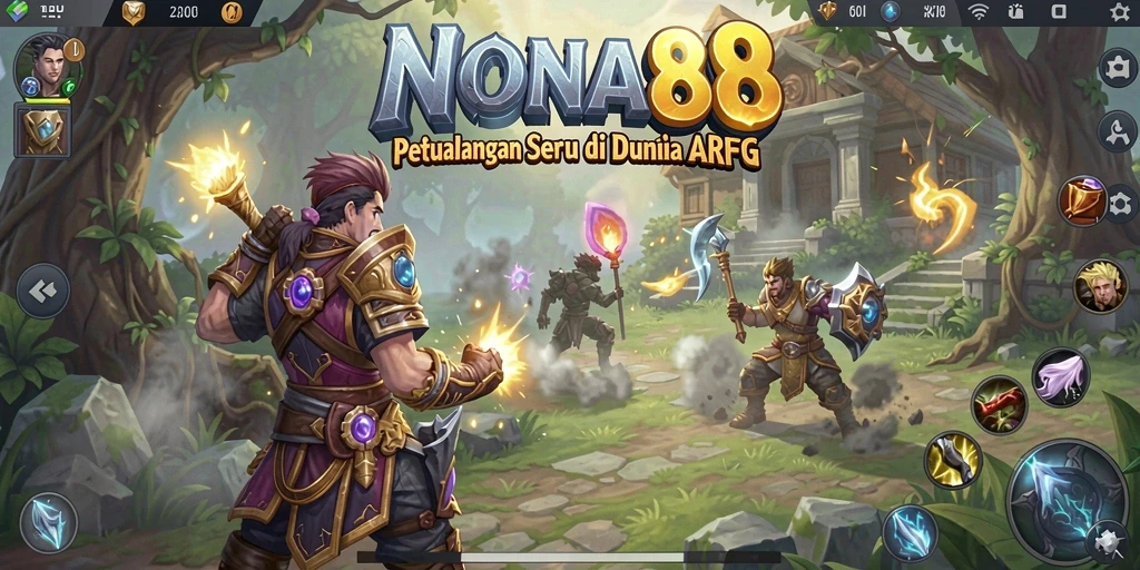 Gameplay NONA88 menampilkan pertarungan seru dan eksplorasi dunia yang luas.