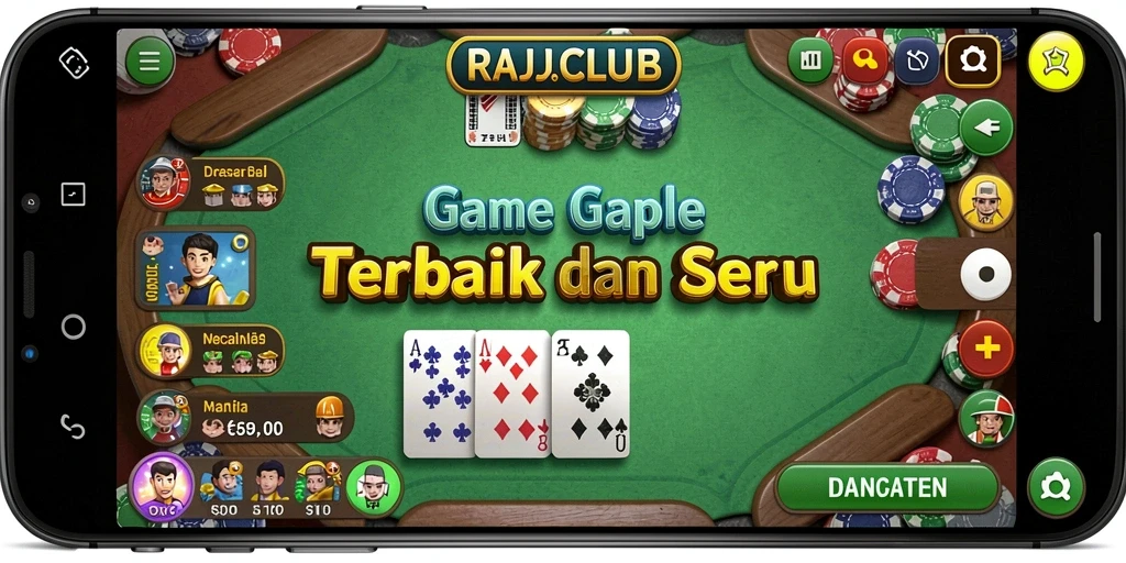 Screenshot gameplay RAJACLUB menampilkan keseruan bermain Gaple.