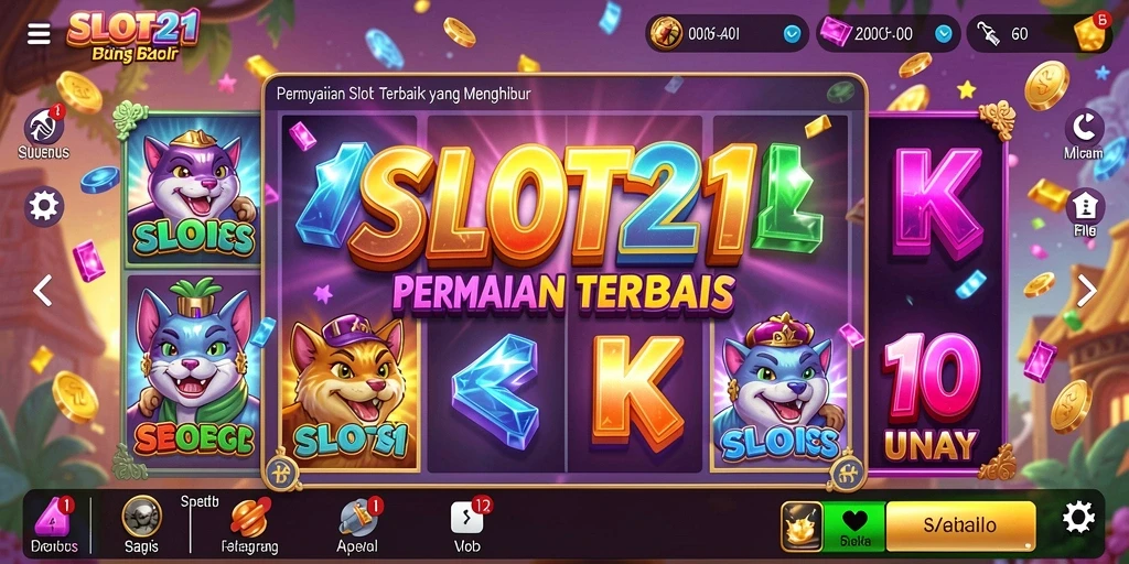 Tampilan gameplay SLOT21 yang menarik dan penuh warna.