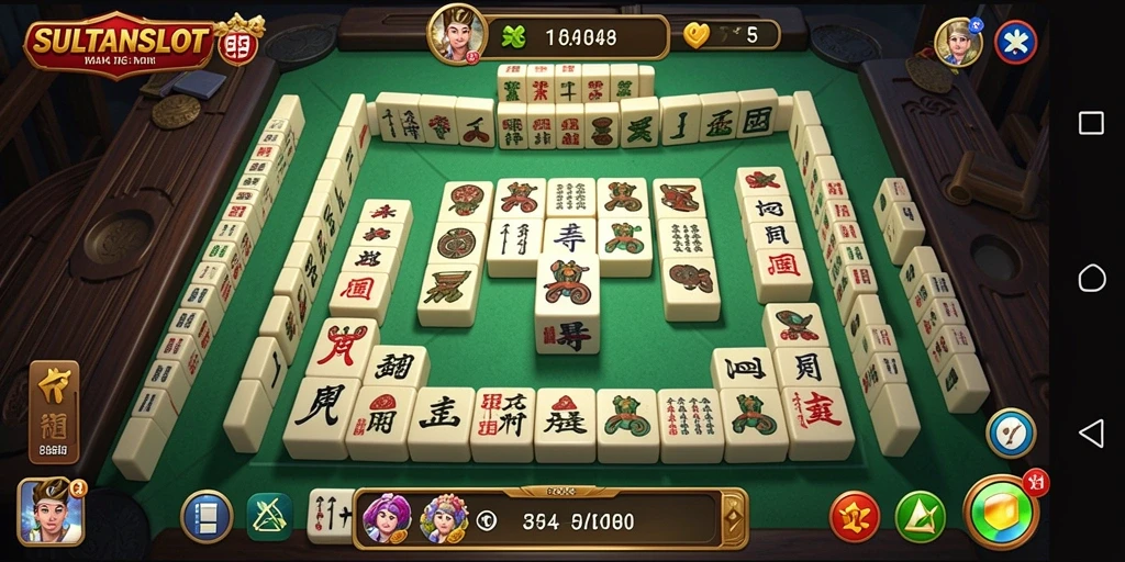 Screenshot menunjukkan gameplay Mahjong yang menegangkan di SULTANSLOT.