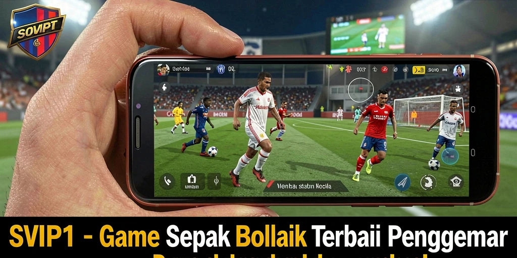 Tampilan gameplay SVIP1 dengan aksi seru di lapangan sepak bola.