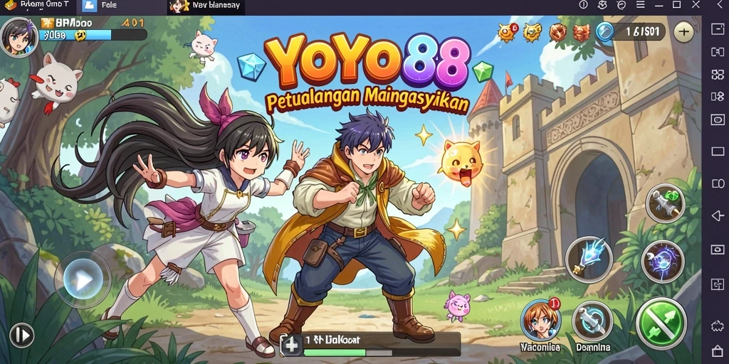 Screenshot dari gameplay <strong>YOYO88</strong> yang menampilkan pertarungan dinamis dan karakter anime.